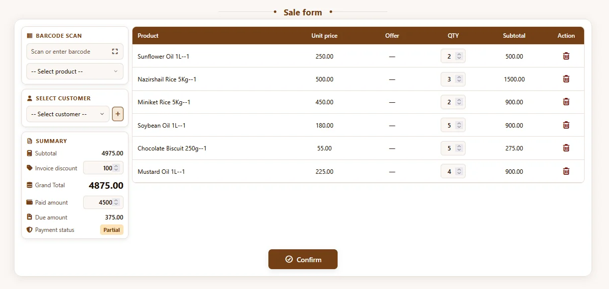 IMS-POS Sales Page