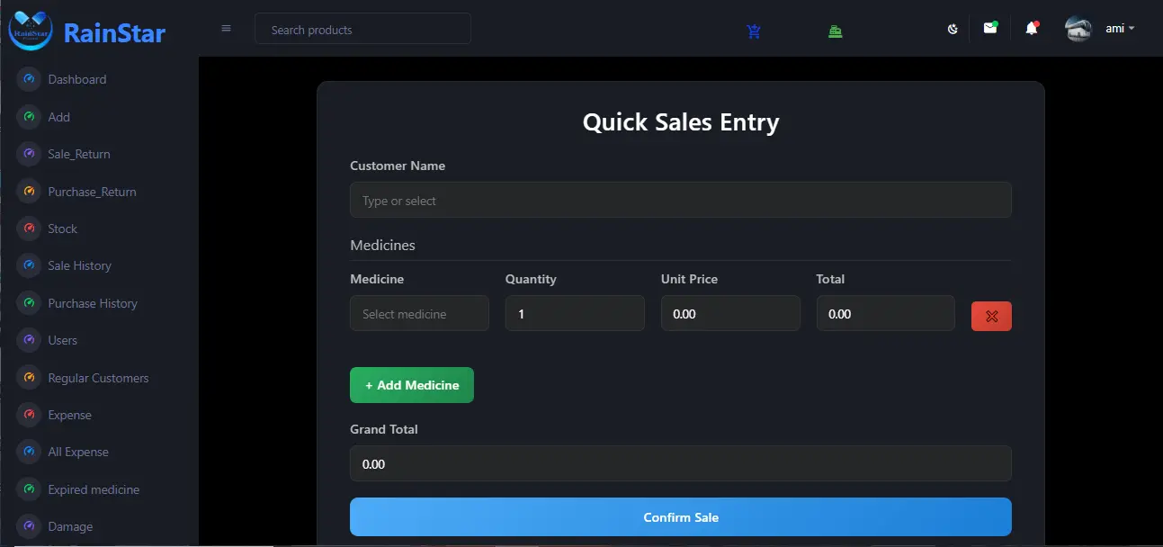 Sales Report Page